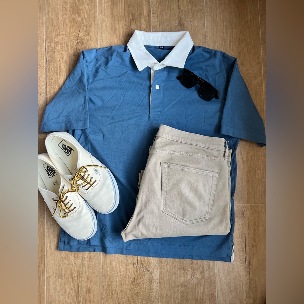 Men's Blue and White Polo Shirt - Picture 5 of 5